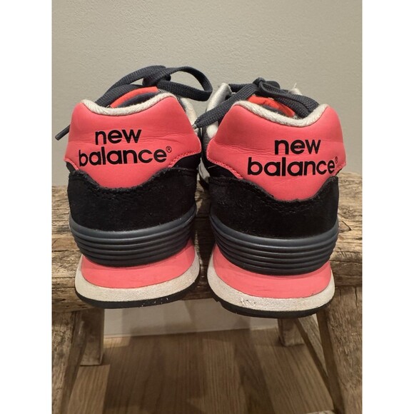 New Balance 574 Black Gray Neon Pink Suede Mens 9.5 Womens 11 VGUC Sneaker Encap - Picture 7 of 13